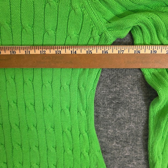 VTG Polo Jeans Co‎ Ralph Lauren Cable Knit Sweater Green Womens Large Crew Neck - Picture 5 of 8